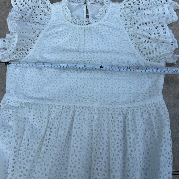 Ulla Johnson Norah Eyelet Mini Dress in White Short Sleeve Ruffle - Picture 11 of 11